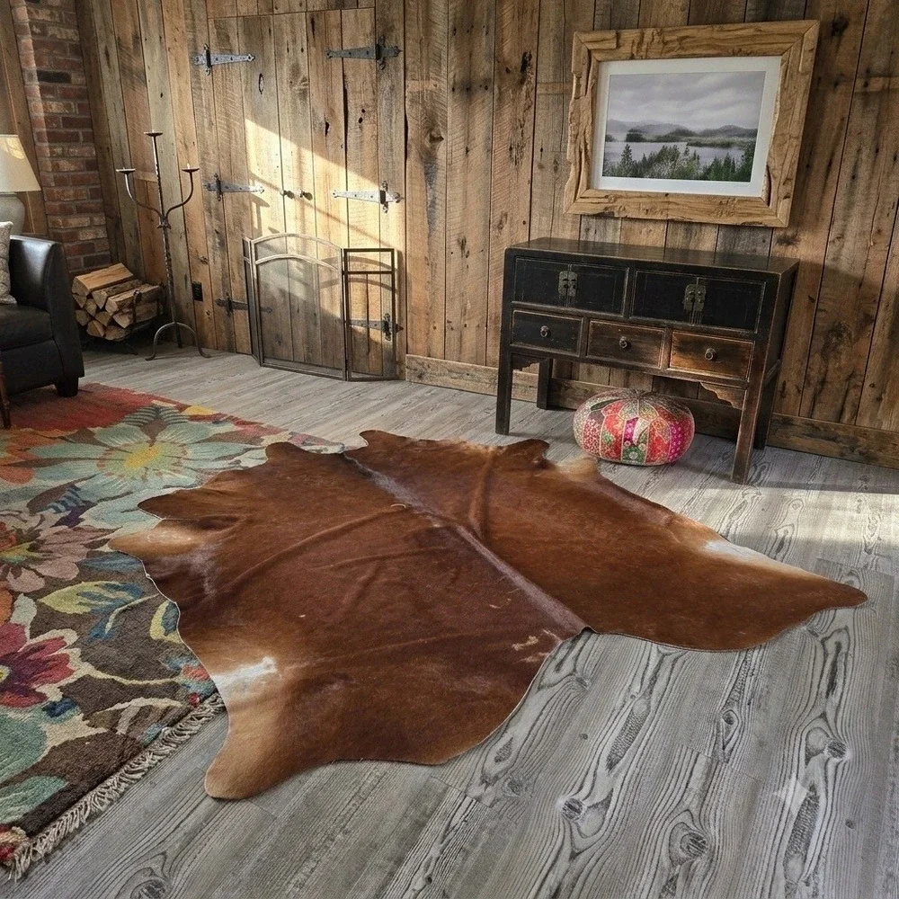 VTG IKEA Koldby Cowhide Rug Brown Large Natural Leather Hide Argentina 83x72